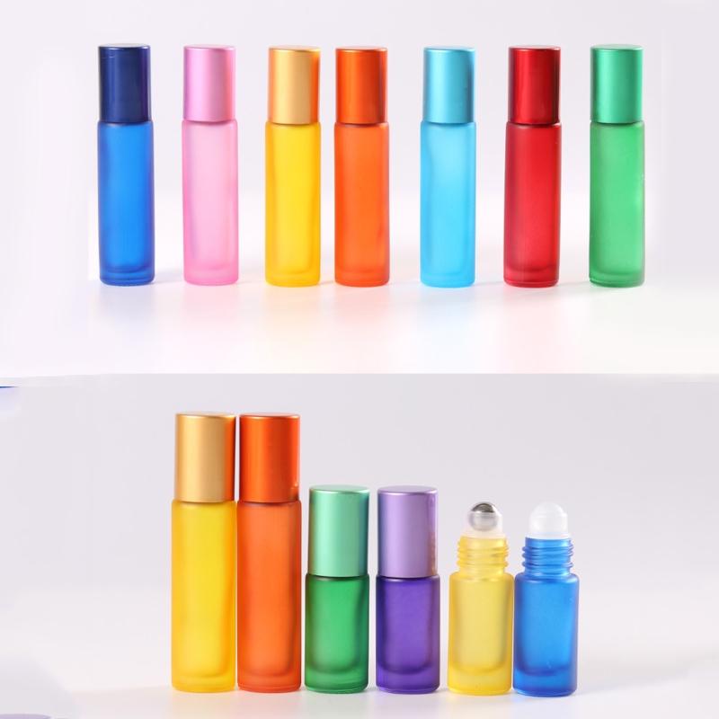 5/10ml Glass Roller Bottle For Essential Oils Aromatherapies Refillable Portable Roll On Container Practical Leakproof Design