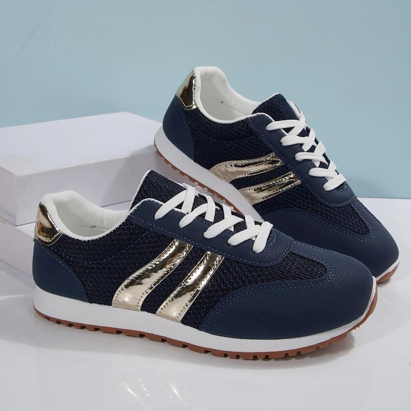 

Blue Sports Shoes Summer New Round Head Color Matching Sneakers Lace-up Soft Sole Anti-slip Wear-resistant Flat 38