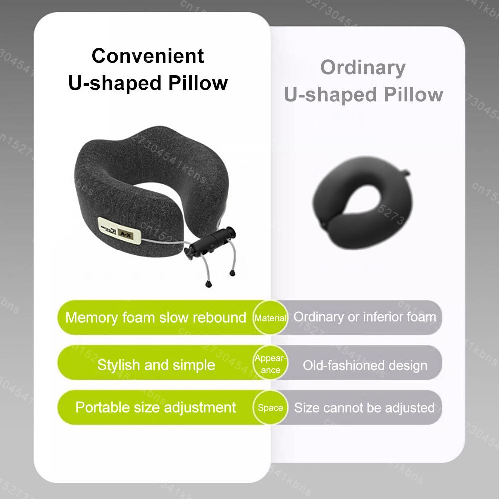 Memory Foam U-Shaped Neck Pillow for Travel Flight Comfort Support Ergonomic Sleep Cushion Headrest Plane Relief