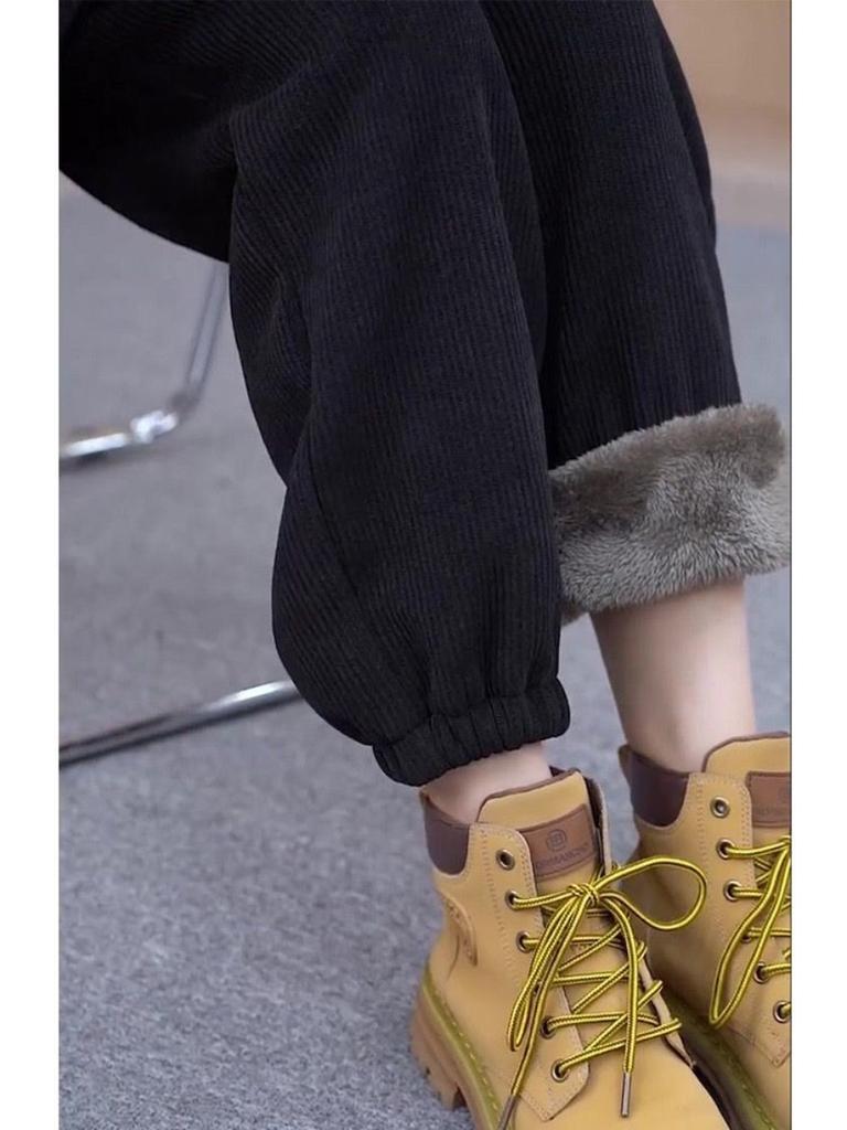 Winter large size thickened velvet corduroy pants women 2025 new women's loose slimming cuffed harem pants