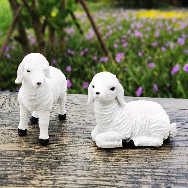 3 Pc Resin Figurine Flower Pot Decor Lamb OrnamentSimulation Decor Mini Animal Models For Farm YardArtificial Lamb Craft Gifts,
