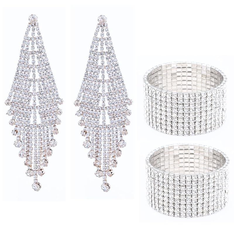 

[VanFROSTED] Earrings set diamond bracelet fitness competition crystal competition stage stage body wedding vest bikini marriage Japan girls ballroom