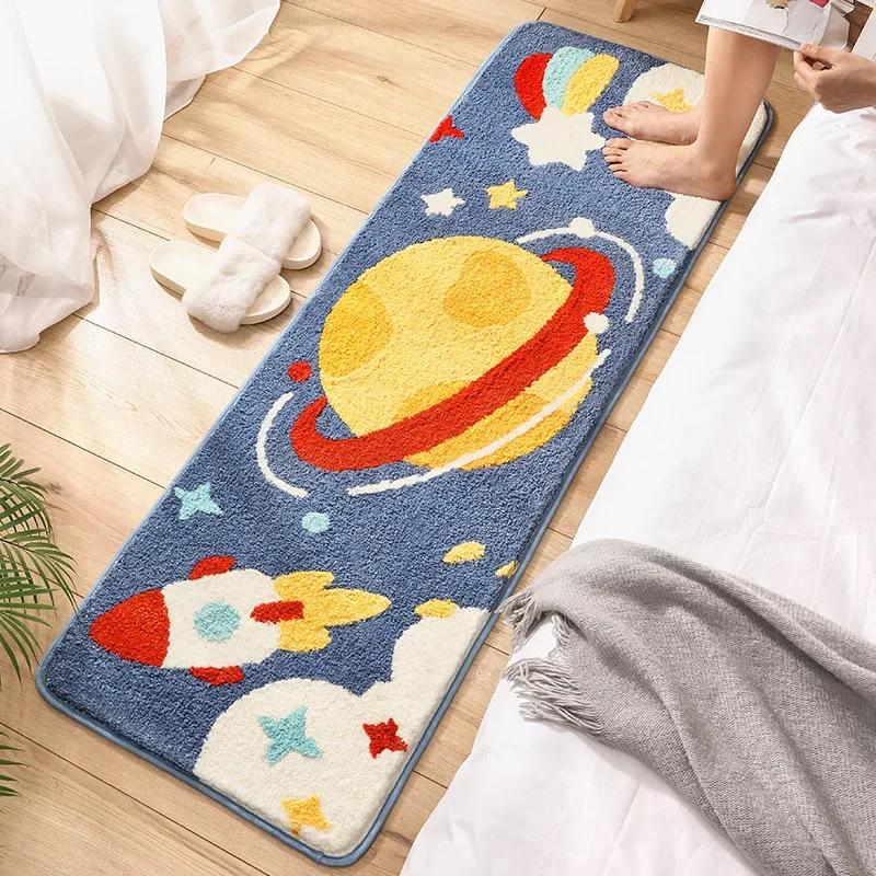 Fluffy Soft Bedside Rug, Thickened Flocking High-Density Handwoven Floor Mat, Non-Slip Luxury Bedroom Carpet for Home Decor