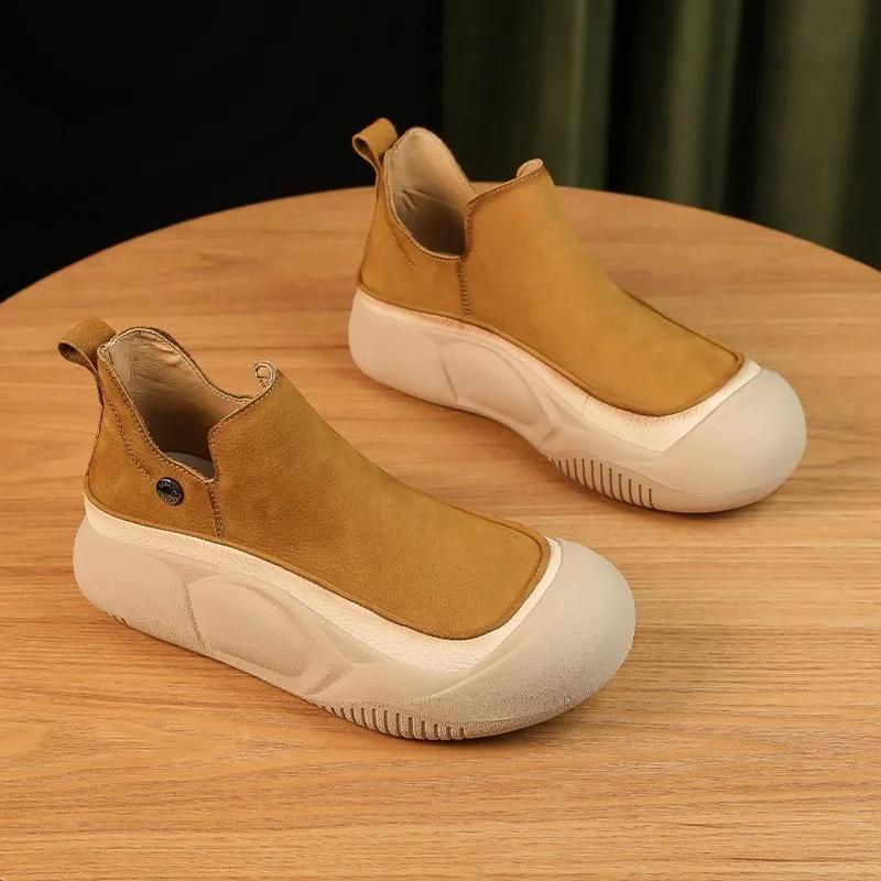 Women Shoes Platform Flats Goth Boots Chelsea Motorcycle Winter Designer Ankle Fashion Boots Goth Walking Mujer Zapatos2024