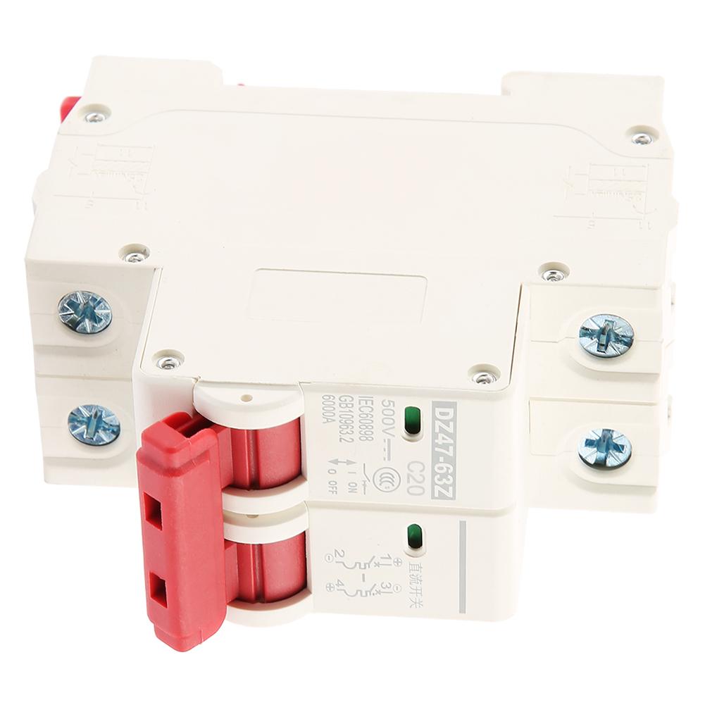 2P DC 500V 20A Mini Circuit Breaker MCB Safety Breaker DZ4763Z2P