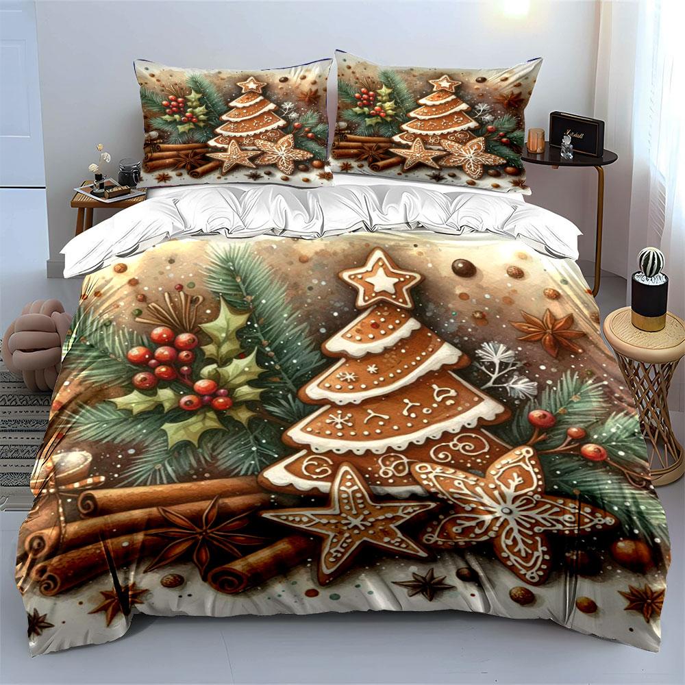 Gingerbread, Holly, Cinnamon Sticks. Bedding Sets Duvet Cover Sets Duvet Covers Pillowcases(1*Duvet Cover 2*Pillowcases Without Duvet Insert)