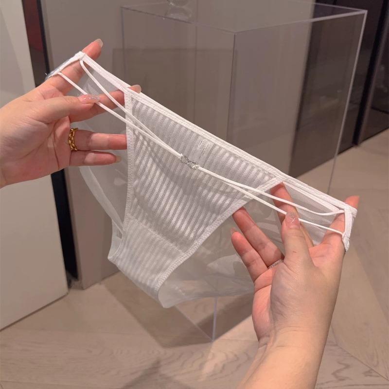 Ladies Summer Pure Sexy Lace Ribbon High Split Cotton Bottom Crotch Low Waist Briefs