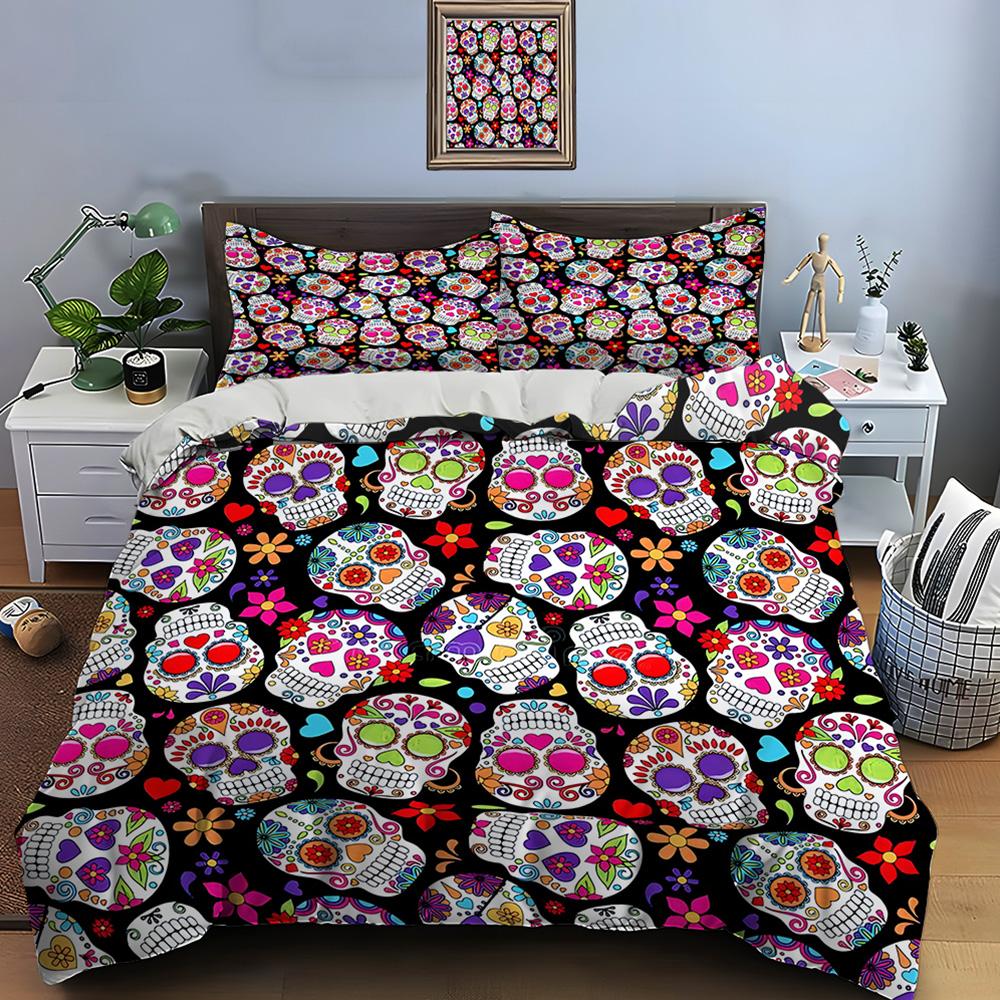 Mexican Style Skull Guitar Print Bedding Set Duvet Cover 1 Duvet Cover 2 Pillowcases Adult And Kids Bedding Set Luxury Gifts