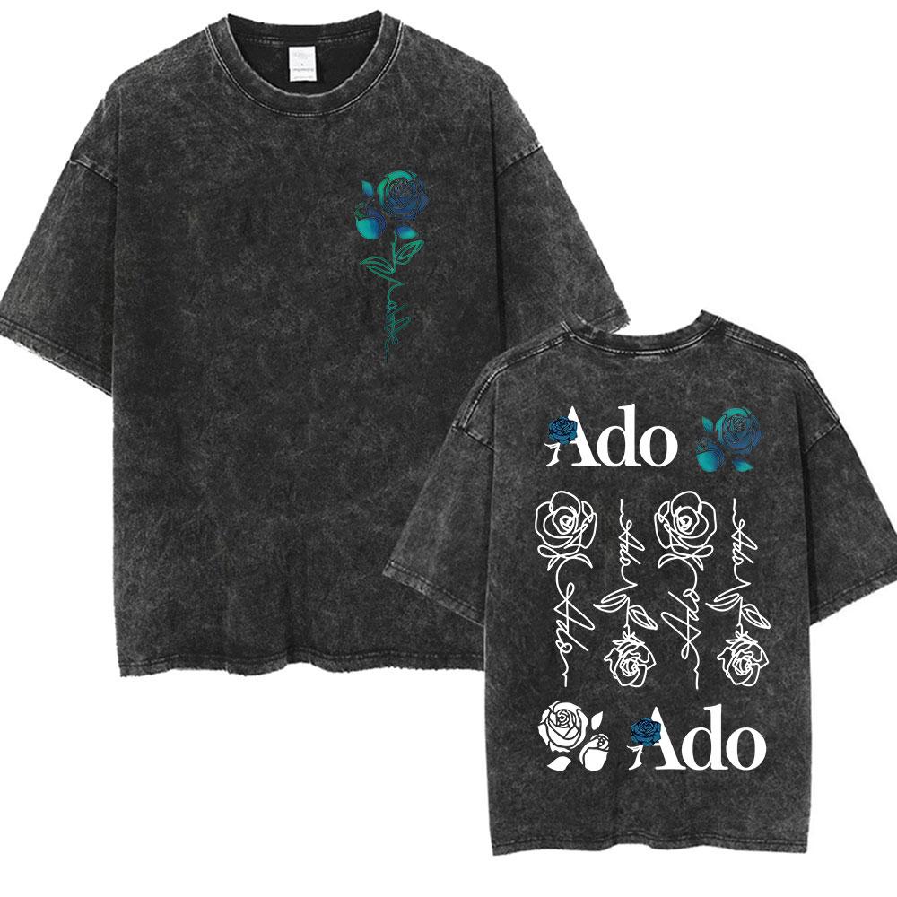 

Japanese Ado WORLD TOUR Graphic T Shirts Unisex Women Clothing Casual ONeck T Shirt Retro Washed Short Sleeve Tees Streetwear S