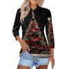 Mote dame casual revers kort 3/4 ermet juleprint skjorte dame knapp opp topper
