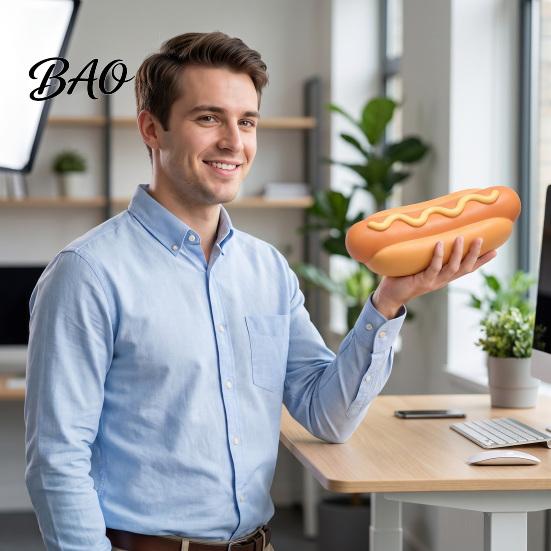 Soft PVC Fidget Tools for Kids Giant Hot Dog Squeeze Toy, 8.3" Slow Rising Realistic Food Shaped Unique Stress Reliever Colleagues Ball, Funny Sensory