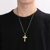 Personalized Religious Cross Pendant Neckalce for Men Women‘s’ Gold Color Stainless Steel Jewelry Thick Brushed Accessories