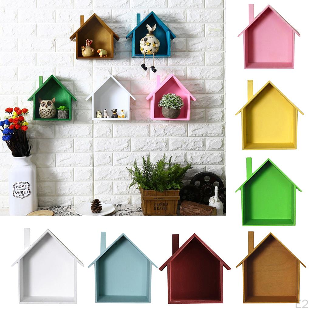 Display Shelf Wood House Shape