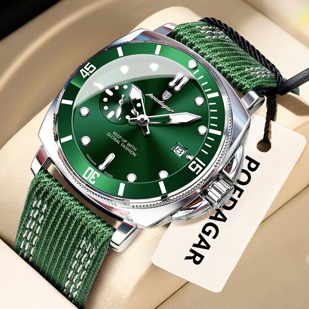 Luxury Trendy Man Wristwatch Square Dial Waterproof Luminous Date Week Men Watch Simple Business Quartz Leather Men's Watches Reloj
