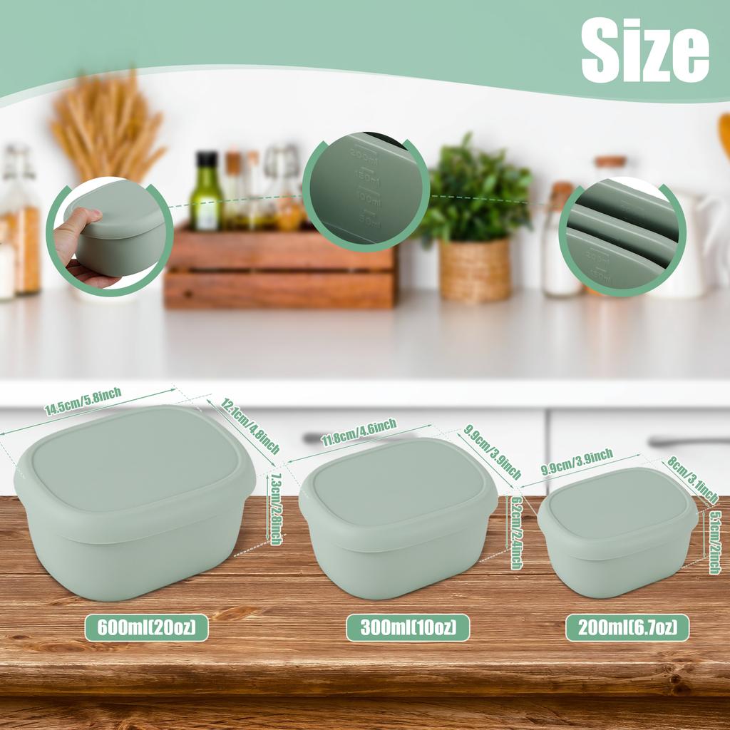Boîte de rangement scellée pour réfrigérateur 3 pièces avec couvercle Bac à légumes en silicone Boîte à lunch chauffable au micro-ondes Récipient alimentaire Saladier étanche