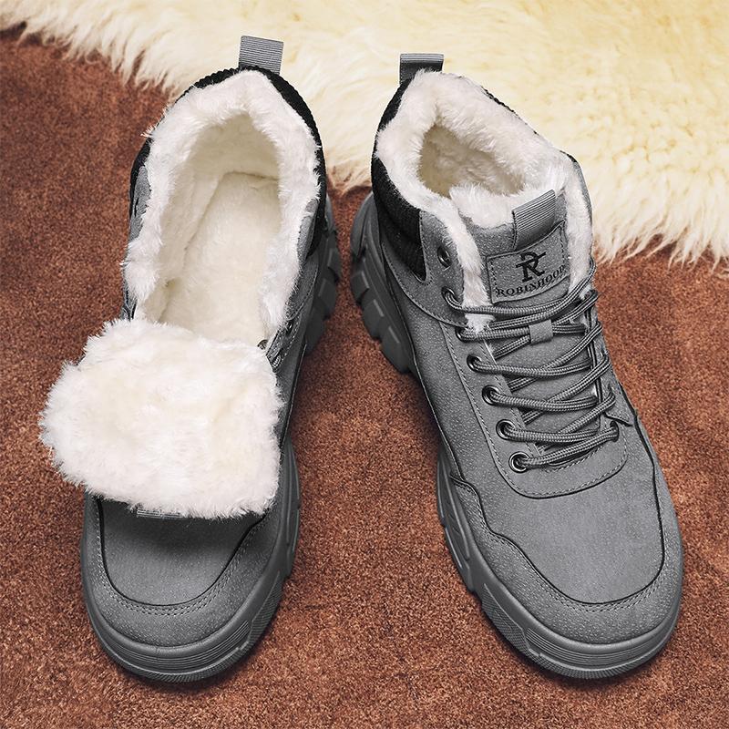 Men's Cotton Boots New Winter Warm Plus Velvet Outdoor Casual Boots Fashion Soft-sole Anti-slip Comfort High-top Snow Work Boots