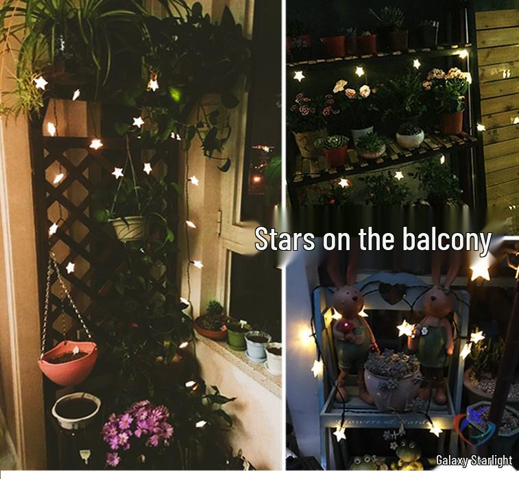 Outdoor Waterproof Twinkling Star Solar String Lights for Garden & Balcony Decoration - Holiday & New Year Lighting
