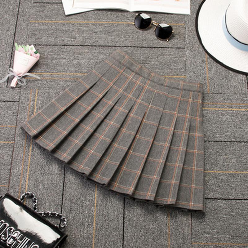 SCIONE Women's Skirt Woolen Pleated Skirt High Waist A-Line Plaid Sexy Bottoming Girl's Cute Skirt