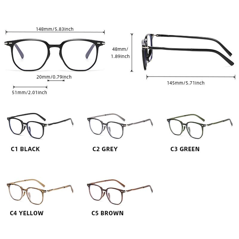 Classic Square Anti Blue Light Glasses TR90 Frame for Men Women Lightweight Computer Glasses Daily Use Eyewear