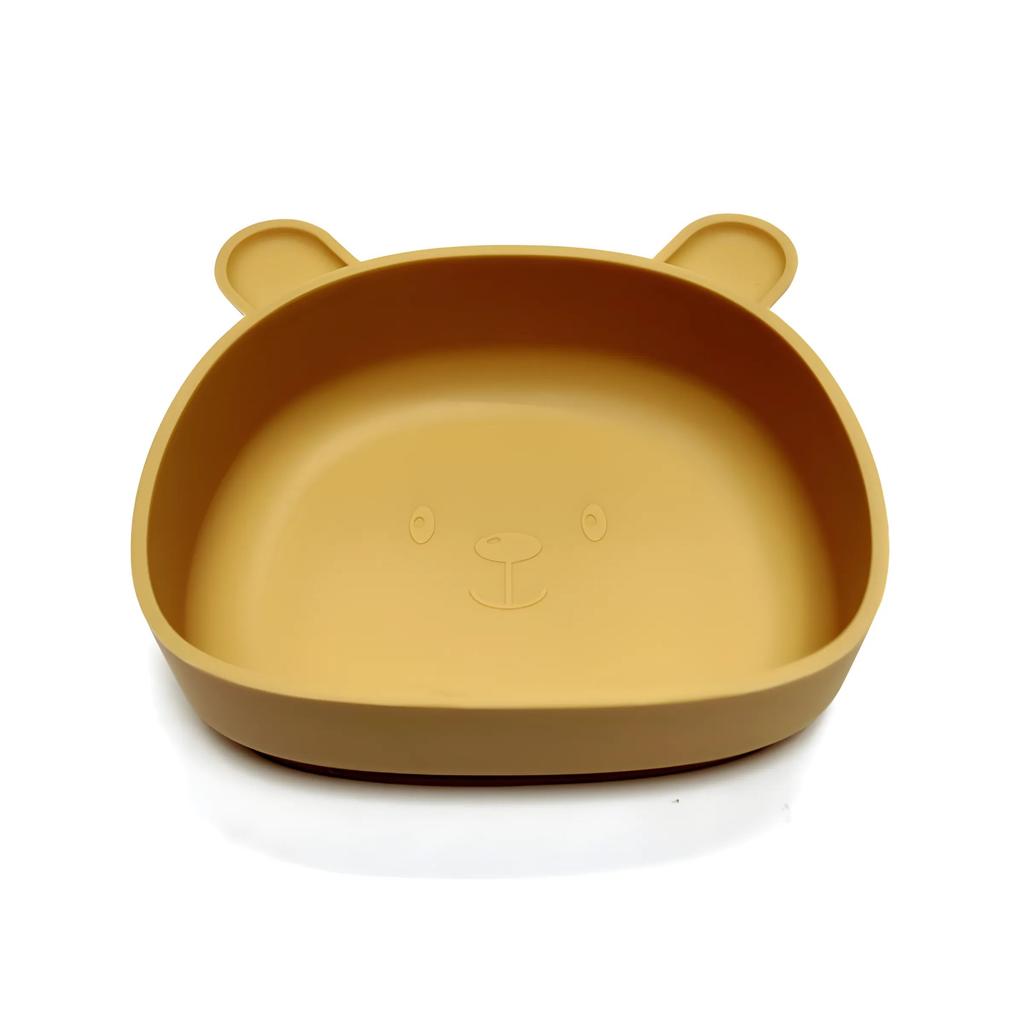 Non-Toxic Children'S Silicone Dinner Plate Baby Auxiliary Bowl Suction Cup Bear Cartoon Dinner Plate Fall-Proof Anti-Scald Tableware