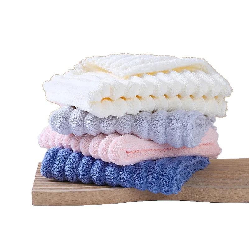 Candy Stripe Coral Fleece Absorbent Face Towel - Lint-Free Souvenir Gift, Ideal for Douyin & Kuaishou Live Streams. Small Square Towel.