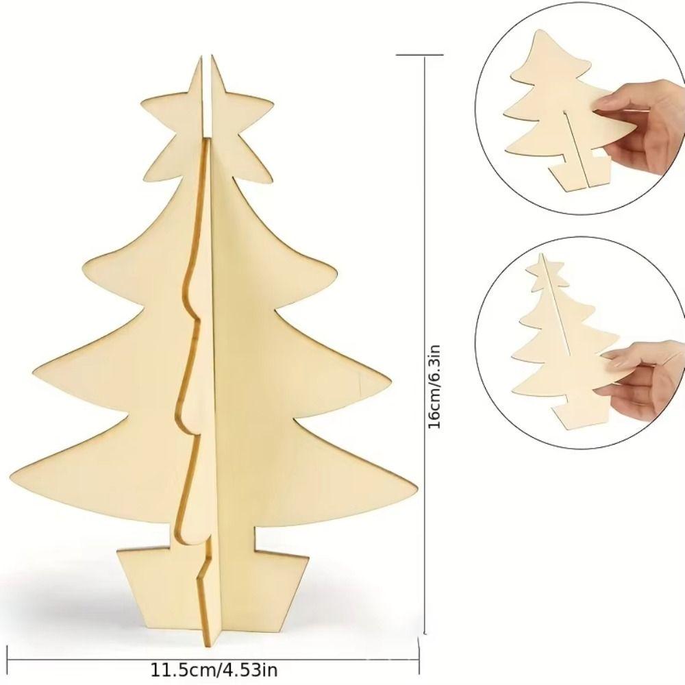 70Pcs DIY Handmade Christmas Tree Painting Parent-Unisex interaction Christmas Crafts Set 3D Painted Wood Chips