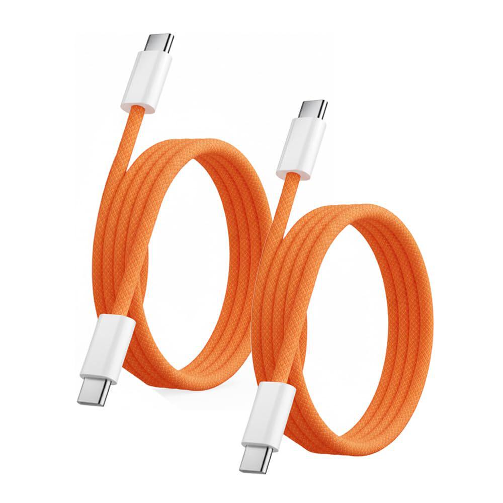 Orange PD60W Braided Dual Type-C Charging Cable for Apple 15-18 Pro Max