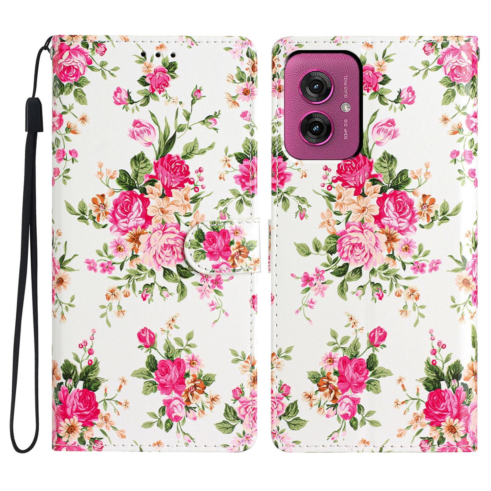 

For Motorola Moto G55 5G Wallet Case PU Leather Pattern Printing Stand Phone Cover with Strap F
