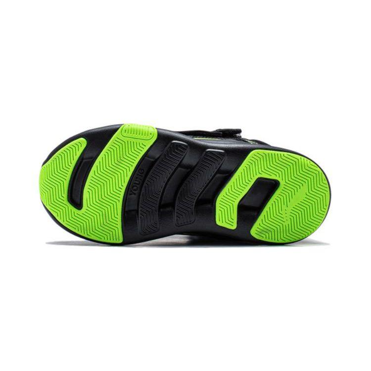 Li-Ning Cloud Non-Slip Rebound Lightweight Shock Absorbing High-Top Outdoor Shoes Kids Shoes Black Green YKNT150-5