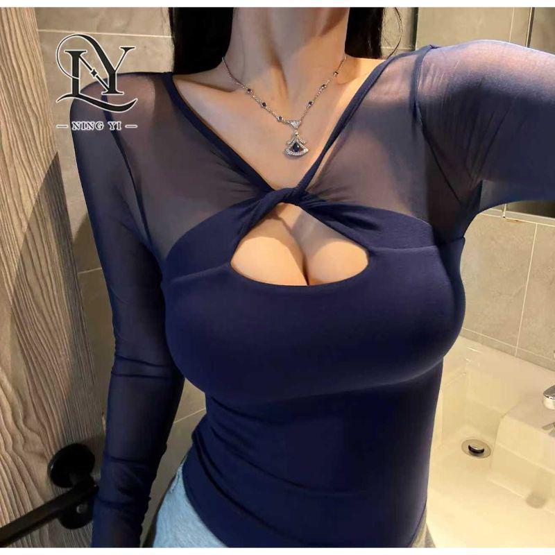 2025 Women's Trendy Mesh Long Sleeve Top - Sexy Hot Girl Autumn Base Layer Tee