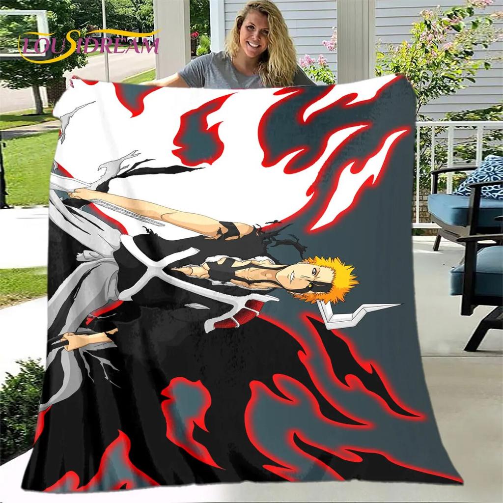 Bleach Japan Anime Cartoon Weiche Plüschdecke, Flanelldecke, Überwurf, Decke für Wohnzimmer, Schlafzimmer, Bett, Sofa, Picknick, Abdeckung für Kinder