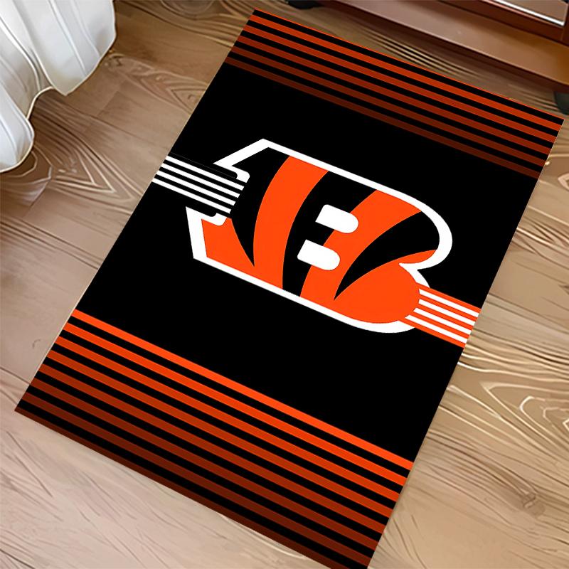 1pc Cincinnati Bengals LOGO Print Area Rug - Soft,Washable Non-Slip Indoor Mat for Office Chairs,Living Room,Home Office Decorative Rug
