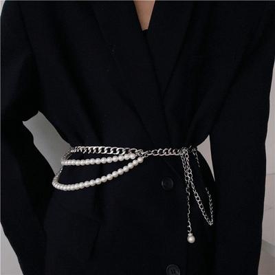 Elegant Waist Chain Waist Accessory Pearl Waist Chains New Pearls Splicing Belt  for Women
