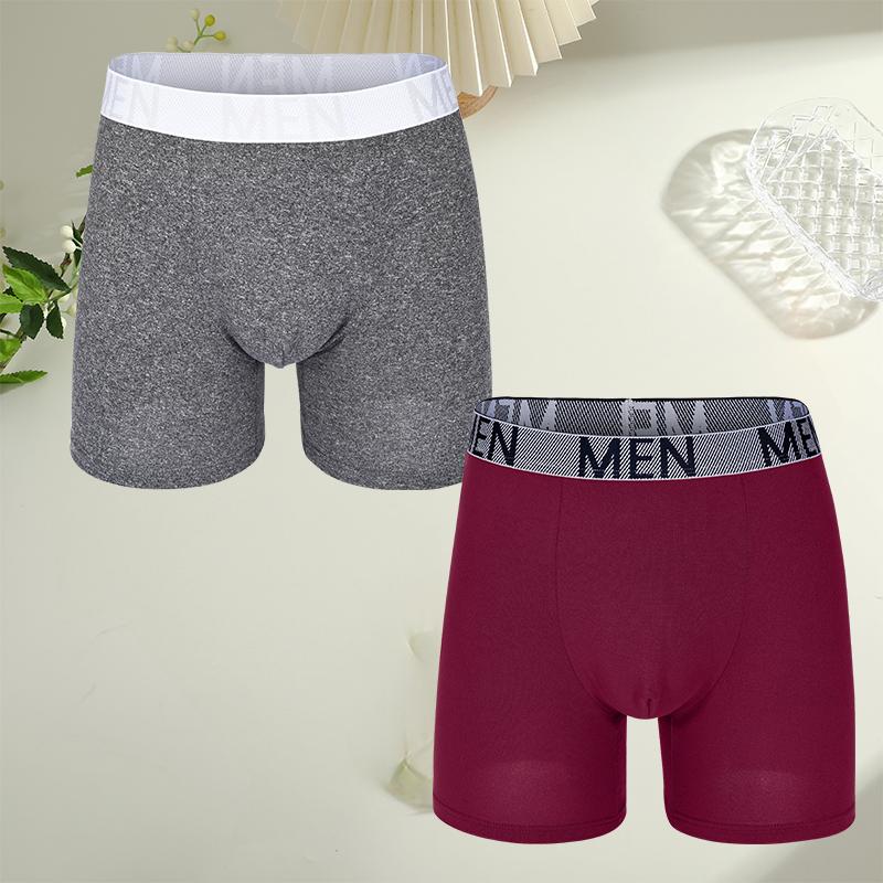 FINETOO 2Pcs Teenagers To Adults Parent-child Boyshort Simple Fashion Plus-size Shorts Men's Comfortable Underwear Elastic Waist