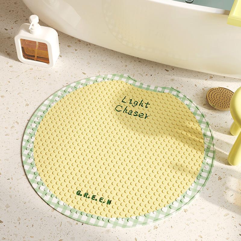 

Bathroom Round Floor Mat Household Leave-In Massage Non-Slip Foot Mat Toilet Shower Room Elderly Bathing Anti-Drop Mat Round Notch 55 * 55cm
