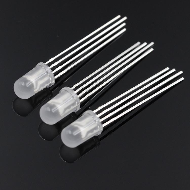 5mm RGB LED Lamp Beads, Round Head, High Brightness, Common Cathode/Anode, Through-Hole, Four-Legged