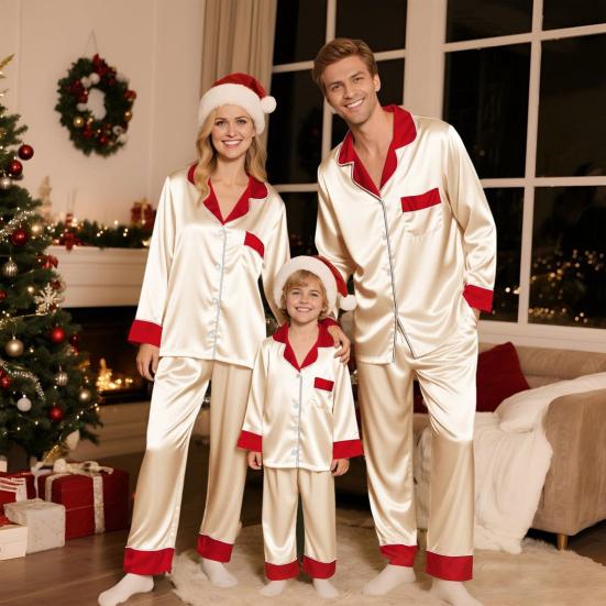 Family Christmas Pajamas Matching Sets 2 Pieces Parent-child Outfits Cozy Breathable Pjs Outfits Christmas Themed Costumes for Family