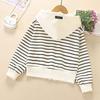 Stylish Striped Girls Jacket Spring Autumn Versatile Outerwear For Big Kids Fashionable Top