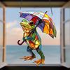 Colorful Frog Acrylic Suncatcher Umbrella Frog/Three Frogs On Branch Stained Glass Window Hanging Ornament for Indoor Outdoor Garden Housewarming