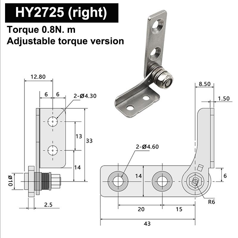 304 Stainless Steel Adjustable Torque Hinge, Industrial Free-Stop Pivot Hinge for Any-Angle Positioning on Equipment 1Piece