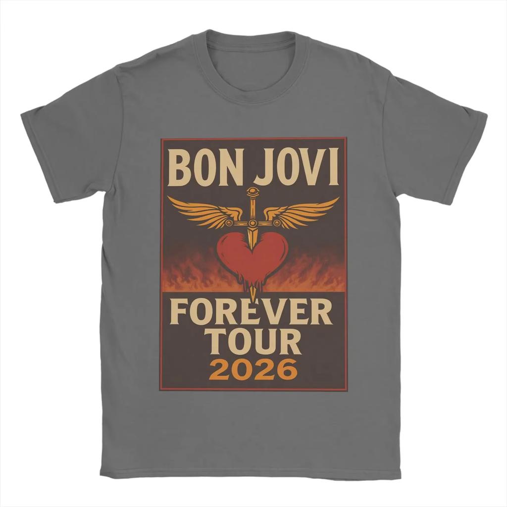 Harajuku T Shirt Summer Bon Jovi Keep The Faith World Tour Cotton Tshirt for Men Women Awesome Wholesale Short Sleeve Tees