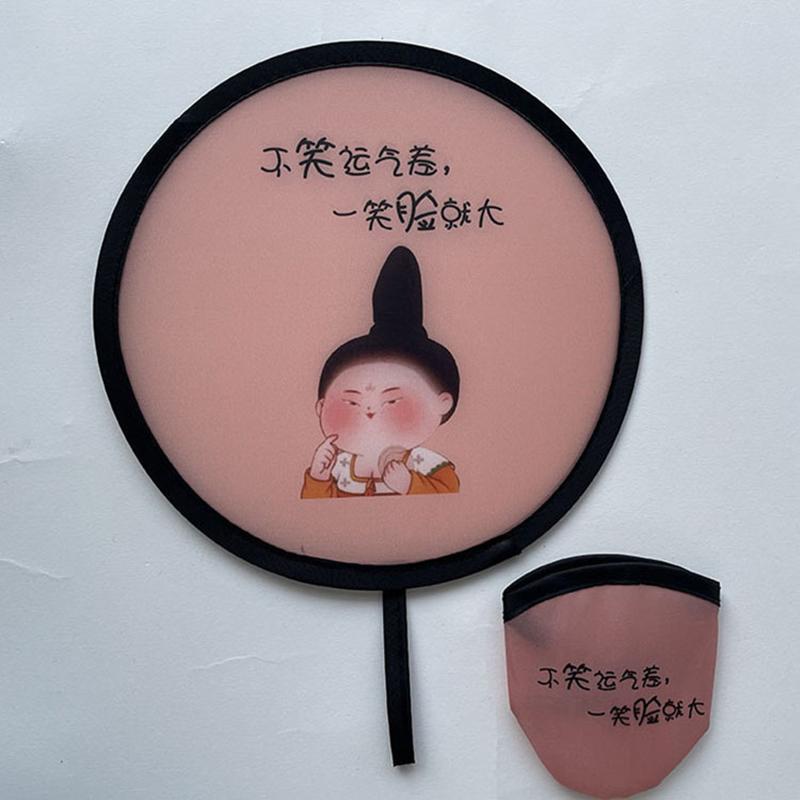 Mini Tragbarer Faltfächer Stoff Fliegender Scheibenfächer Rund Mit Tasche Hand Faltfächer Cartoon Sommer Party Gastgeschenke Geschenk