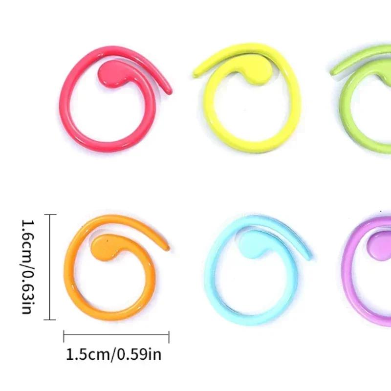 16×15mm 30/60PCS Zinc Based Alloy Knitting Stitch Markers Spiral Multicolor Painted Marker Buckle Crochet Stitch Needle Clip