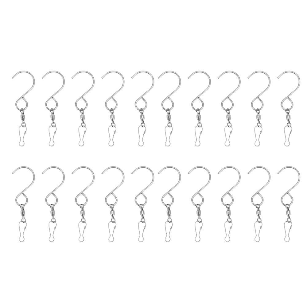 20pcs S Shape Hook S Hook Clips Stainless Steel Dual Clip Wind Chimes S Hook 360 Degree Rotation Silver