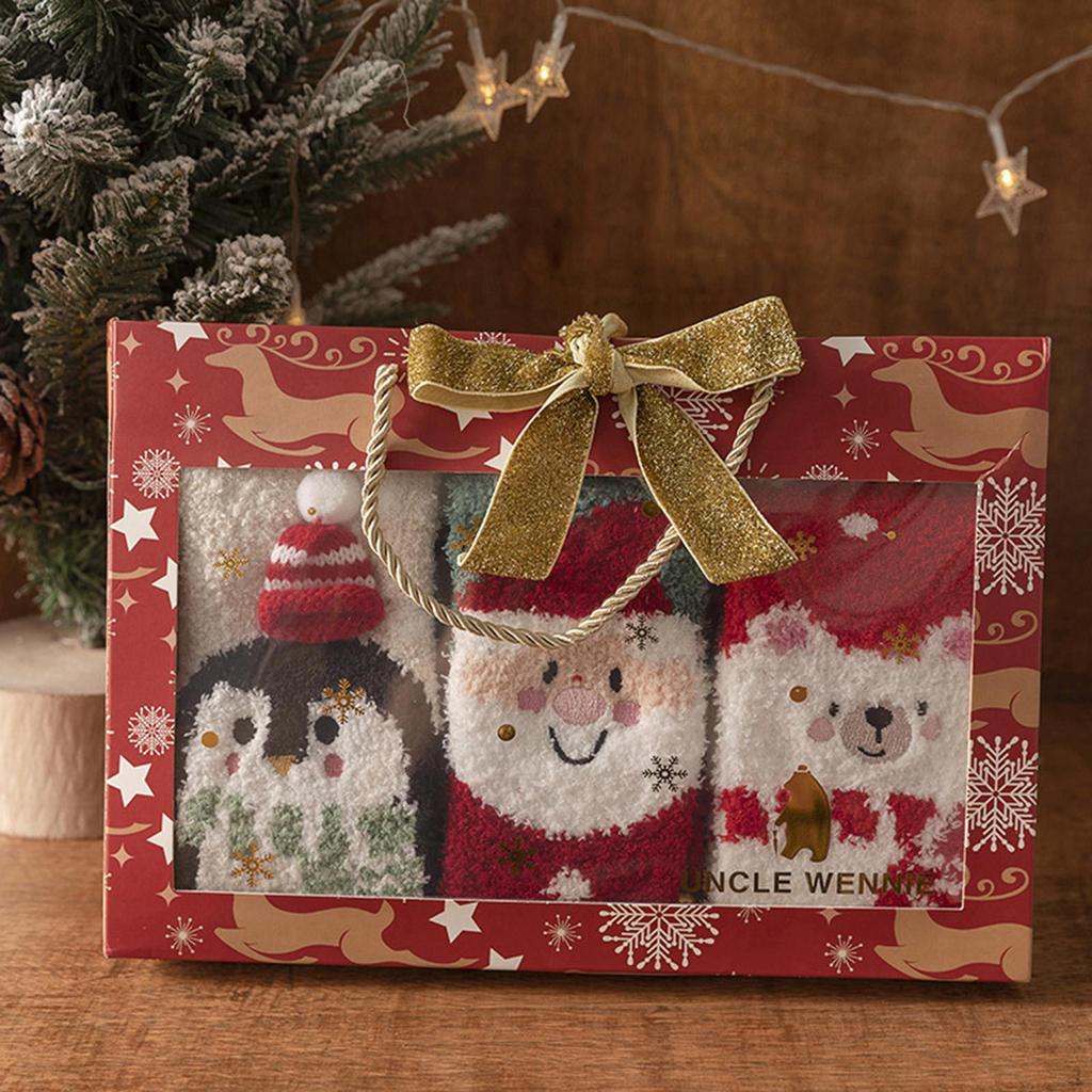 3 Paar Weihnachtssocken für Erwachsene, warm, winterlich, kuschelig, flauschig