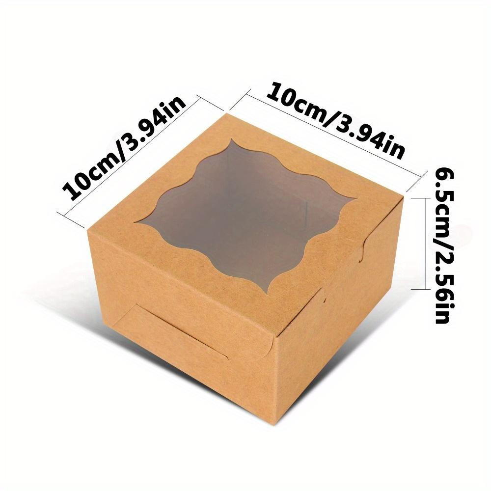 10pcs Khaki Clear Window Bakery Boxes Individual Cupcake Boxes Cookie Boxes Gift Box Gift Packing Box for Cookies Donuts Macaroon Mini Cake Boxes