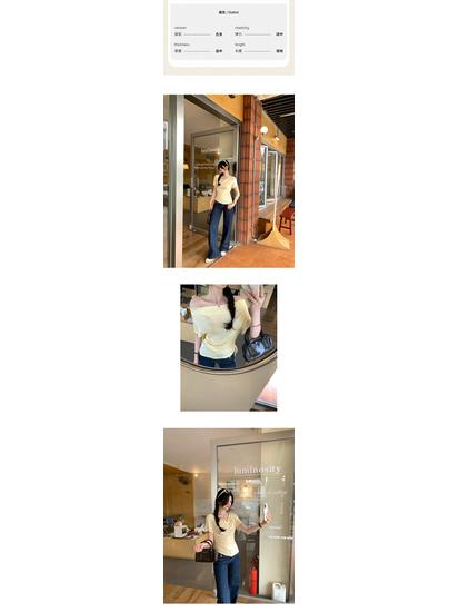 2026 Korean Style Lyocell Tencel Swing Neck Drawstring Short Sleeve Slim Fit Summer Top