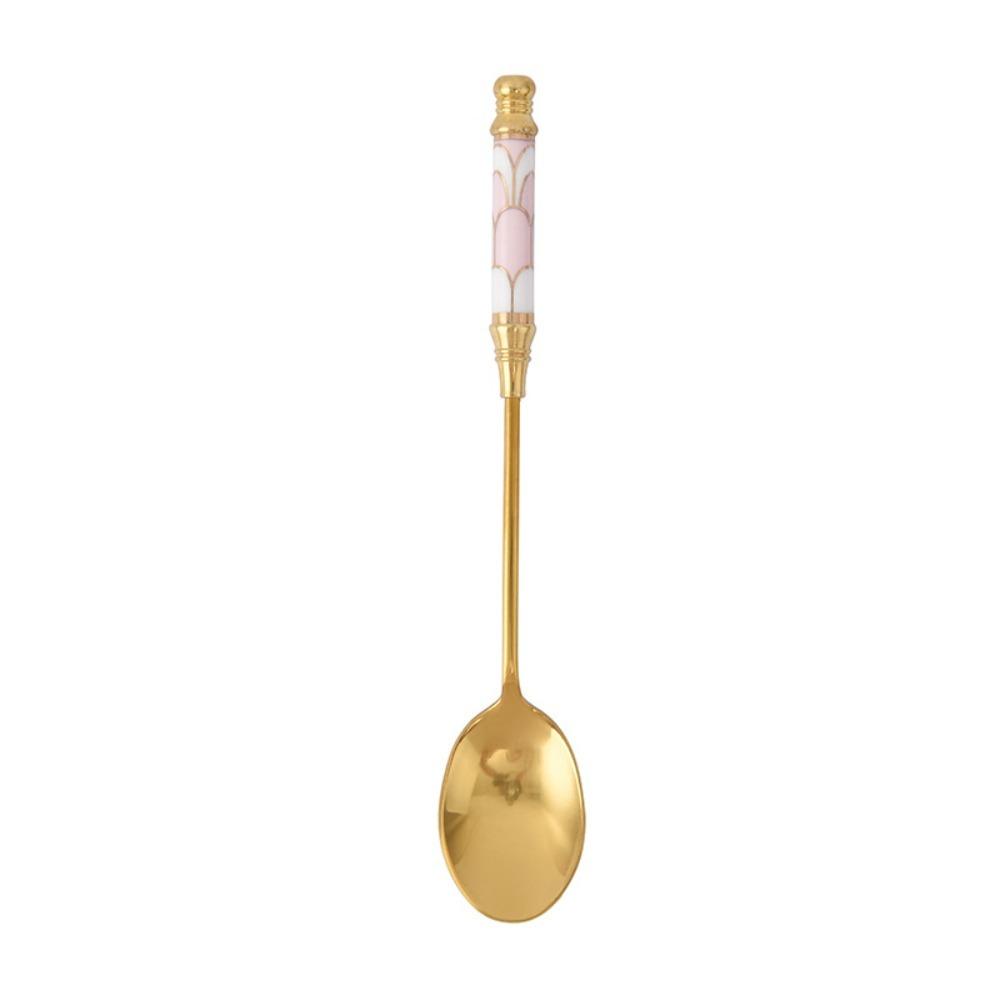 Ceramic Handle English Afternoon Tea Spoon Fork Stainless Steel Fruit Forks Cake Spoon Fork  Cafe