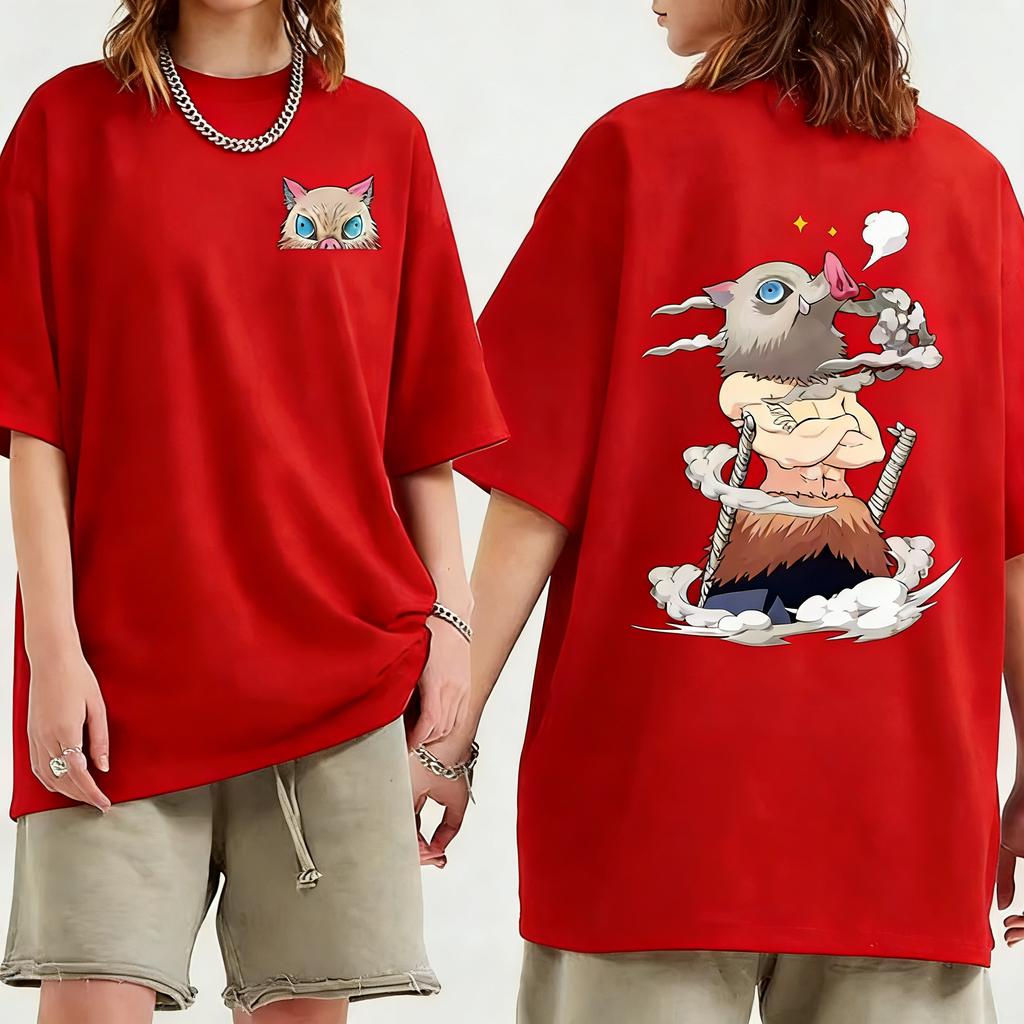 Plus Size Demon Slayer Anime Printed Unisex Women Summer Tshirt Casual Parent Child Top Fashion Harajuku Style Street Wear Y2K