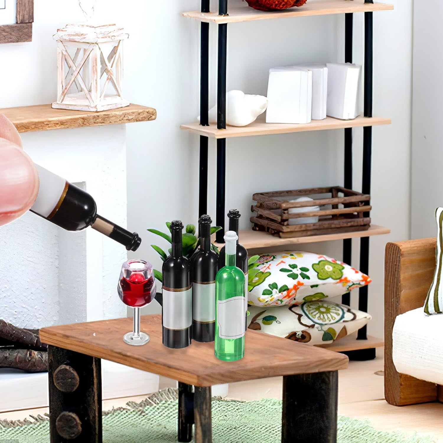 Mini Bottles 18pcs/Set Dollhouse Wine Bottles Miniature Wine Glasses Mini Red Wine Bottles Model Tiny Goblet Cups for Dollhouse Decor Kitchen